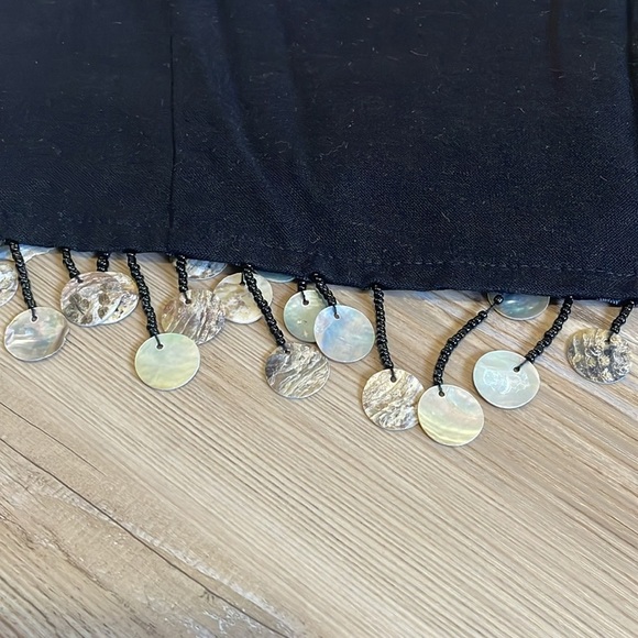 Jason Wu Linen blend Beaded Fringe Shell Crop Top Black Size 10 NWT Fun Lined - Picture 3 of 16